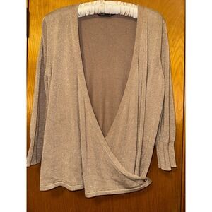 Simply Vera Wang Gold Holiday Party Cardigan Wrap Sweater Size XL  Metallic